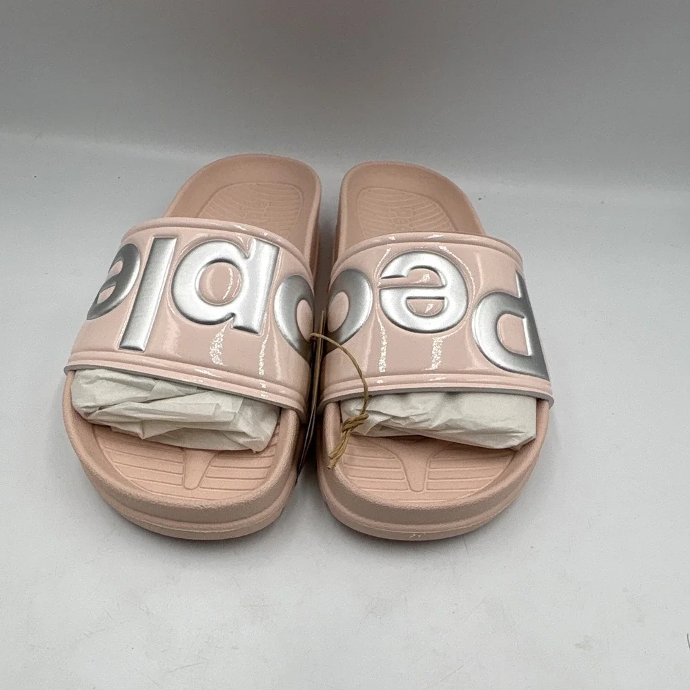 People Footwear The Lennon Slide Sandal Slip-On Metallic Silver/Pink Unisex